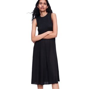 Zara Black Smocked Midi Dress